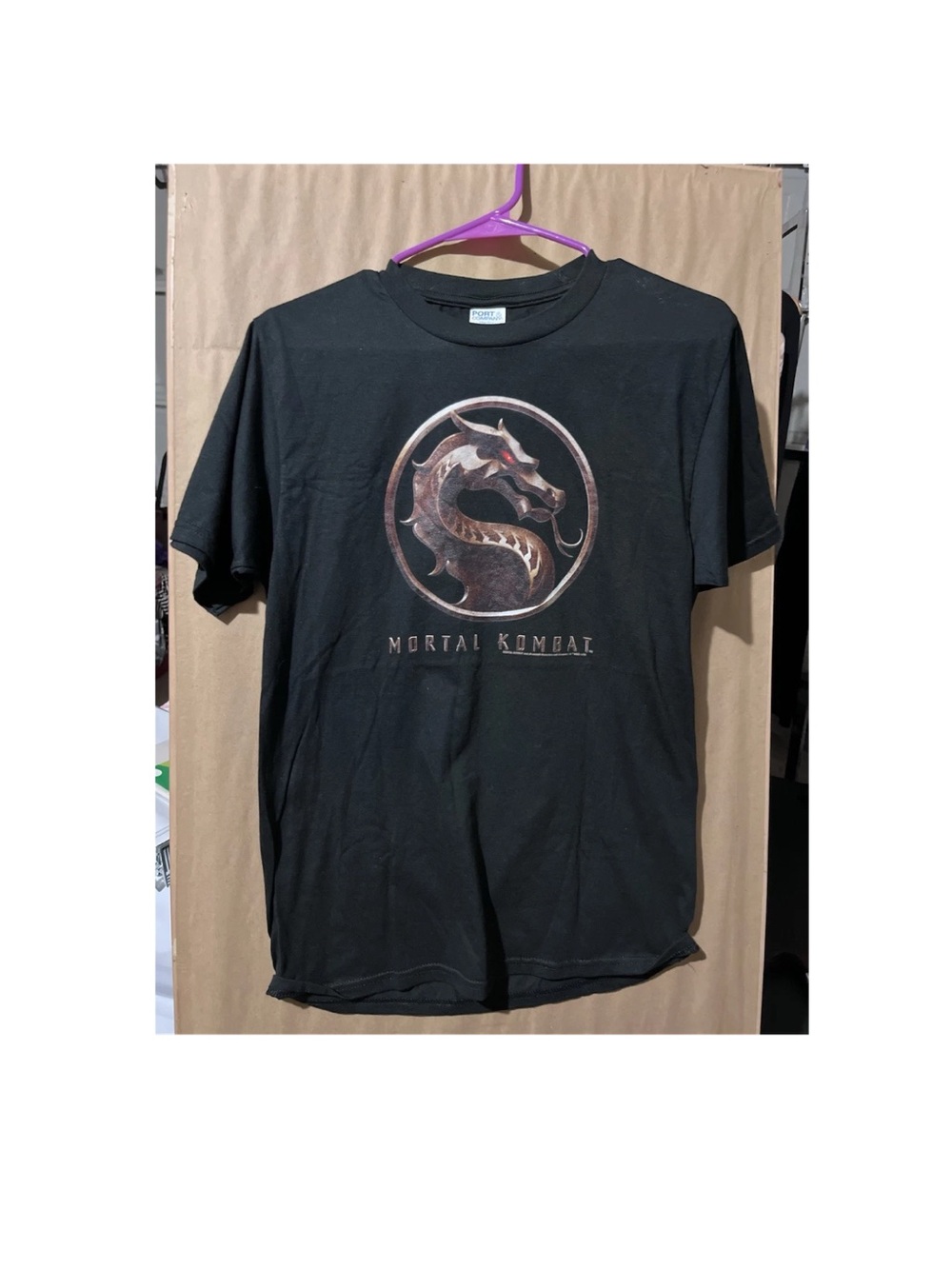 Port & Company Mortal Kombat Dragon Logo Black Cotton Crew Neck Men's T-Shirt S